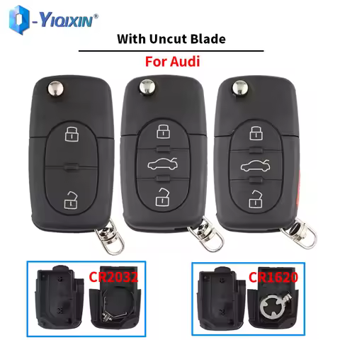 YIQIXIN Flip Folding Remote Car Key Shell For Audi A2 A3 A4 A6 A8 TT B5 RS4 Quattr Battery Holder CR