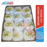 Benang Kasur Putih Cap Sepeda [12 Gulung/1 Pack] / Tali Bol Tukang Bangunan / Jahit Ikat Bendera 1 P