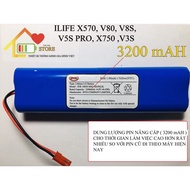 DUNG LƯỢNG 3200 mAH) PIN ROBOT HÚT BỤI ILIFE X570 V80 V8S V5S PRO X750 V3S ( BẢO HÀNH 9 THÁNG )