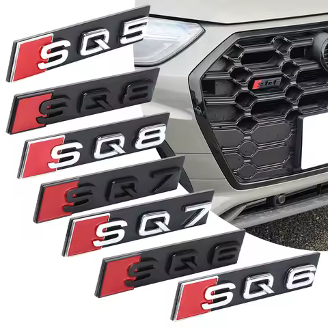 3D ABS SQ3 SQ5 SQ7 SQ8 Emblem Car Styling Front Grill Badge Sticker For Audi S3 S4 S5 S6 S7 S8 RS3 R