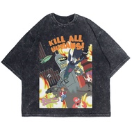 Patternmerch "T-shirt futurama kill all humans cartoon" Oversize T-shirt | Washed tee | Vintage T-SH