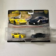 hotwheels twin pack porsche 993 gt2 yellow porsche 718 cayman gt4