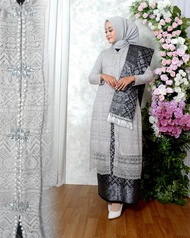 Setelan Kebaya Brokat Modern Long Tunik Malika Busui Full Payet Rok Selendang Songket Mewah//Kebaya