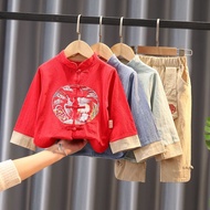 Autumn Tang Suit Boy cod2 Half 1 Year Old Children Two-Piece Suit Little Boy Spring to One Year Old 