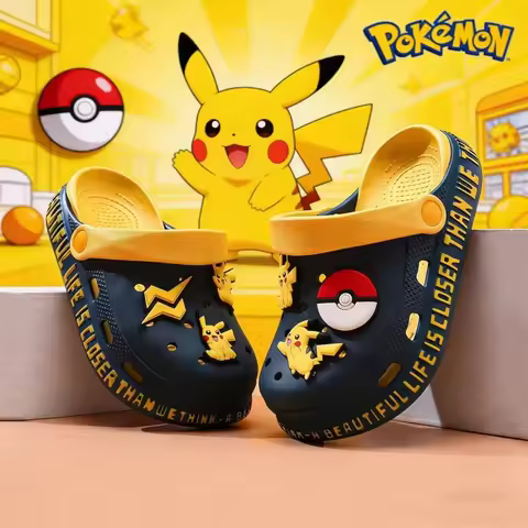 Pokemon Pikachu Clogs Slippers Non Slip Soft Sole Lightweight Summer Outdoor Beach Closed Toe Casual