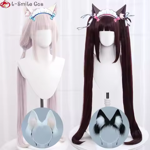 Anime Vanilla Chocola Cosplay Wig 100cm Long Vanilla Light Pink Chocola Dark Brown Heat Resistant Sy