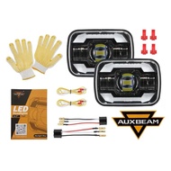 AUXBEAM ไฟหน้า LED 7X6นิ้วลำแสงปิดผนึกพร้อมลำแสงสูงต่ำไฟเลี้ยวสีเหลือง DRL สีขาวสำหรับ Jeep YJ XJ To