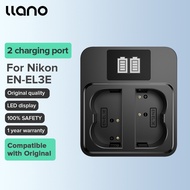 LLANO เครื่องชาร์จแบตเตอรี่กล้อง EN-EL3E LED USB Dual Solt Camera Battery Charger for D80 D90 D100 D200 D300 D300S D700 D70S D50 G9X แบตเตอรี่กล้องดิจิตอล NIKON Digital Camera Battery Charge