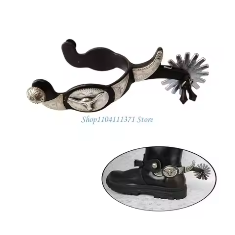 P9FC Western Cowboy Spur with Rowel Metal Horse Boot Spur Decoration Mens Roping Spur Horse Riding A