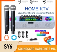 IVE SOUNDCARD SY6 BLUETOOTH SPEAKER 2 MIC WIRELESS MICROPHONE KARAOKE