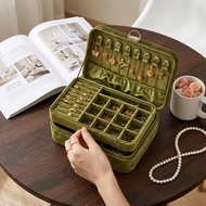 High-End Gold Flannel Jewelry Storage Box Large-Capacity Double-Layer Jewelry Storage Box Three Gold