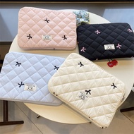 Korean Style Cute Quilted Laptop Sleeve for 11/13/15 Inch Notebook & Tablet - Diamond Embroidery Bow