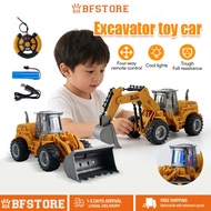 Remote Control Excavator Car 4 Channel Kid Toys Bulldozer Engineering Vehicle Birthday Gift Mainan K