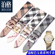 2024 new Suitable for Burberry BURBERRY leather strap women's plaid watch chain pin buckle 18 16mm