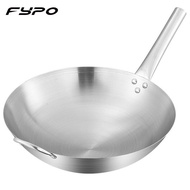Fypo 34/36cm Stainless Steel Wok Chinese Traditional Frying Pot Handmade Wok Non-stick Pan Non-coating Gas Cooker Kitchen Cookware