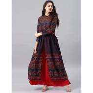Kurti Vishudh Navy Blue Floral Kurti India Size SML Clothes IndianWanita Beautiful Anarkali Kurta Cl