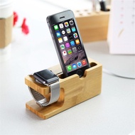 Stand Holder Wood Dudukan HP Smartphone Kayu Jam Tangan Smartwatch