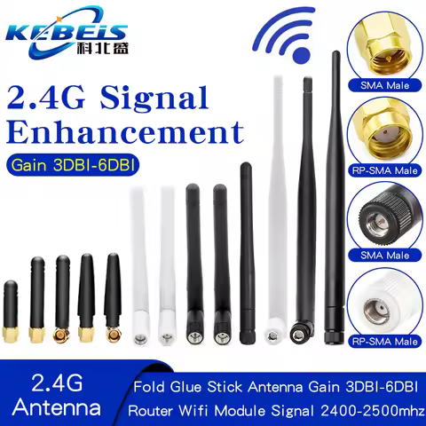 2PCS 2.4G Antenna Fold Glue Stick 3DBI WLAN Router Antenna Wifi Module Signal Enhancement 2400-2500m