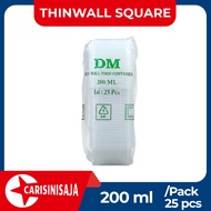 Thinwall Pack Square 200ml Contents 25 Pcs DM Pudding Container, Dessert Box Container, Candy Contai