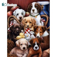 TYB395 Tranh Thêu Hạt Cườm 5D Tự Làm tera Bộ Khảm Thêu Chữ Thập Hình Chú Chó Dễ Thương