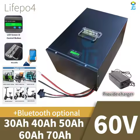 JG 60V 50Ah 60AH 70Ah 30Ah 40Ah LiFepo4 Lithium Battery for Two-wheeler Three-wheeler