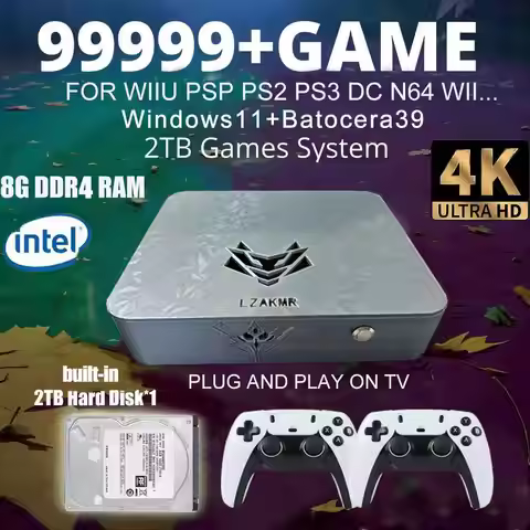 Plug and Play on TV Windows11 2TB Games System Ultimate Gaming Experience AK2 N95 70000+Game For PS2