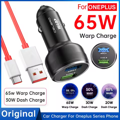 65W Warp Charge 30W Car USB Phone Charger Fast Charging For Oneplus 9R 10 Pro 8 7 6 5 9RT 9 Nord N10