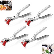 4Pack Stainless Steel Hot Plate Gripper Tongs, Multi-Function Anti-Scald l Clip, Non-Slip  Anti-Slip