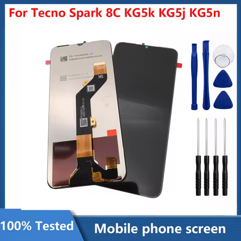 6.6inch Original For Tecno Spark 8C Display Touch Screen Assembly Digitizer For KG5k KG5j KG5n LCD D