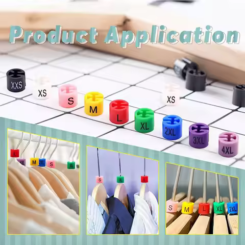 100Pcs Colorful Coat Hanger Sizer Tags Plastic Garment Size Marker Rings For Clothes Shop Store Hang