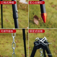 ST-⚓Barbecue Grill Outdoor Tripod Hanging Pot Portable Firewood Burning Fire Table Campfire Heating Camping Stove Basin