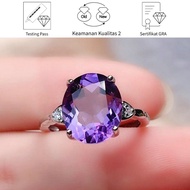 UNGU SikRoad Elegant Purple Egg-Shaped Moissanite Women's Ring 5 Carat