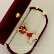 PENGUIN Original Earrings Asymmetrical Funny Funny Red Dog Snoopy Puppy Earrings Earrings Ear Clips