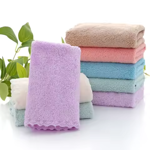 10Pcs Coral Velvet Quick Drying Microfiber Towels Cleaning Wipes Face Towels Square Washcloth Soft A