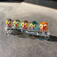 貓頭鷹 友情 排排坐 水晶玻璃 琉璃