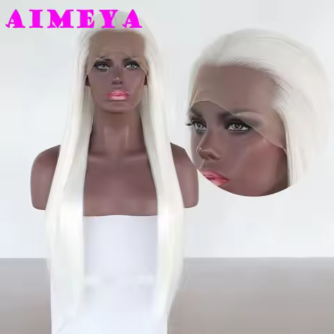 AIMEYA NeZha AoGuang Cosplay Wig Widow's Peak Synthetic Lace Front Wig Long Silky Straight Lace Wigs