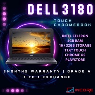 Dell 3180 Touch Screen Chromebook - Intel N3060 4GB Ram 16GB 32GB Storage 11.6 Inch Laptop Murah Chrome OS Playstore