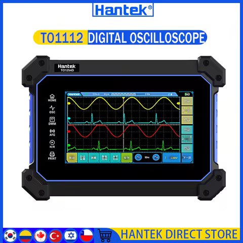 Hantek TO1112D Touch Screen Digital Oscilloscope 2-Channel 110MHz USB Oscilloscope Signal Source Mul