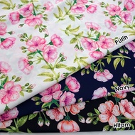 Silk Floral Print Fabric Woolpeach Silk Fabric/ - Flower Print D.002 (D.033) (Per 0.5 Meter)