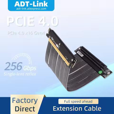 ADT-Link PCIe 4.0 X16 Riser Cable for RX7900xt RTX4090 Shielded Extreme 16x Double Reverse Vertical 
