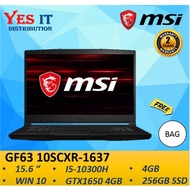 MSI Thin GF63 10SCXR-1637 15.6" FHD Gaming Laptop ( i5-10300H, 4GB, 256GB SSD, GTX1650 Max-Q 4GB, W1