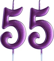 Pink 55th Birthday Candle, Number 55 Years Old Candles Cake Topper, Woman Party Decorations, Supplie