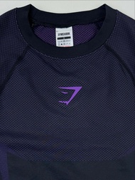 original Purple Shark 5.0 Short Sleeve Tights Gymshark Mens Seamless Sports Fitness Training Elastic