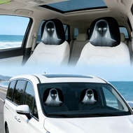 BUCKS 2 Pcs Car Headrest Covers, Funny Ghost Headrest Covers, Washable Elastic Halloween Accessories