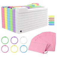 300 Pack Index Cards, 3inch X 5inch Ruled Index Cards with Ring, Colored Lined Flash Cards, Both Sid