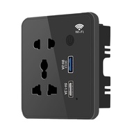 Wifi Smart Wall Socket 10A UK Plug With Dual USB Ports Support QC3.0 Quick Fast Charging