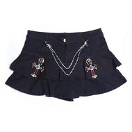 Cross Grunge Denim Mini Pleated Skirt Punk Harajuku Kawaii Emo Gothic Punk Low Waist Jeans Skirts Y2