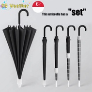 (SG Seller)16 Bone Umbrella With PVC Cover Car Portable Umbrella Long Handle With Hook Car Classic Business Umbrella