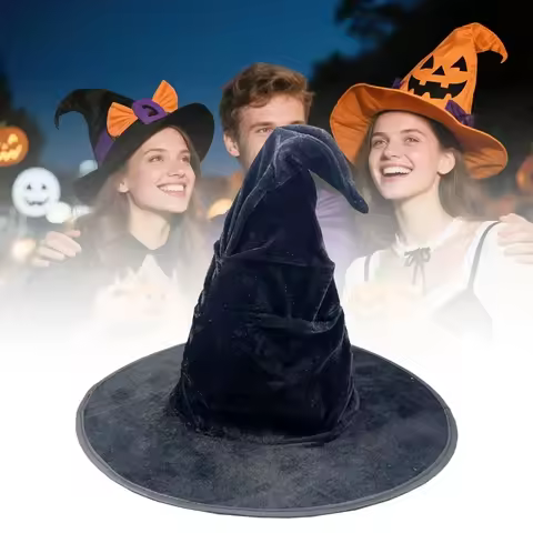 Halloween Witch Master Hat Black Velvet Witch Hat Wizard Headpiece Wizard Witch Hat Party Hat Headpi