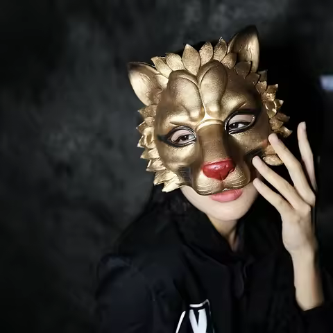 Cosplay Lion Mask PU Half Face Animal Masks Masquerade Birthday Party Mask Carnaval Masques Mask for